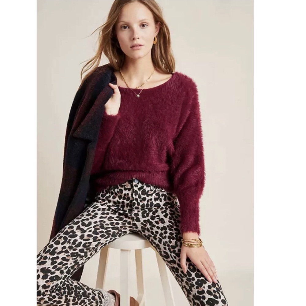 Anthropologie Eyelash Ember Dolman Sleeve Furry Sweater